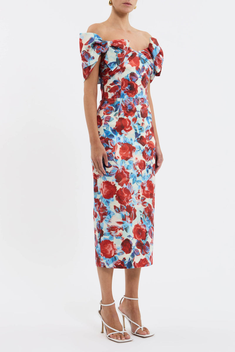 Fleurette Midi Dress - Red Poppy