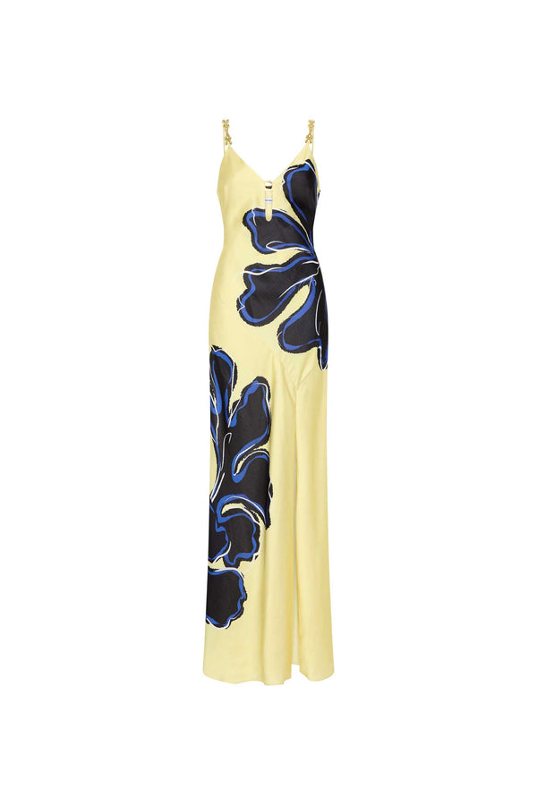 Indigo Bloom Maxi Dress - Navy Yellow/ Floral Print