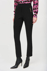 Straight Pull-On Pants  - Black