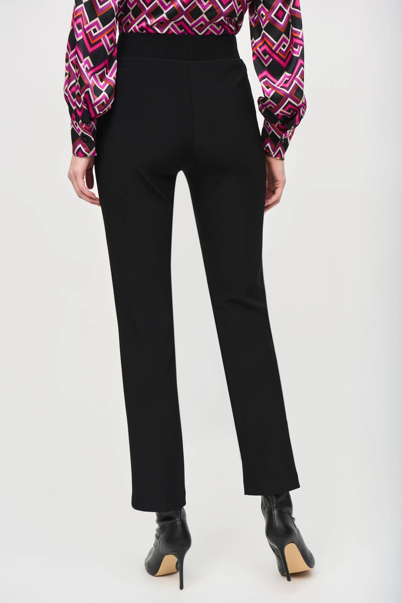 Straight Pull-On Pants  - Black