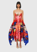 Norine Bustier Midi Dress - Kaleidoscope Print