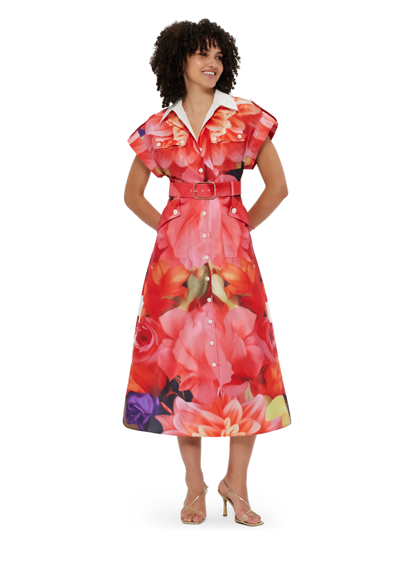 Audrey Pocket Shirt Midi Dress - Kaleidoscope Print