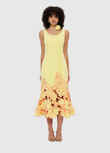 Emily Appliqué Midi Dress - Sorbet Yellow