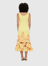 Emily Appliqué Midi Dress - Sorbet Yellow