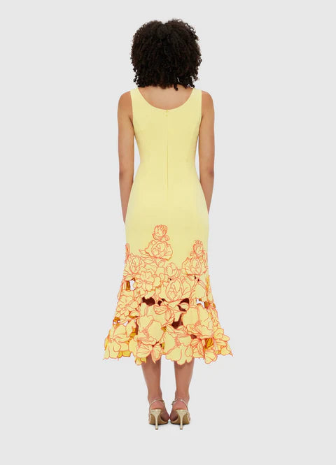 Emily Appliqué Midi Dress - Sorbet Yellow