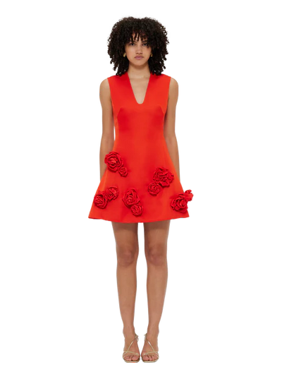 knee length dresses for ladies Leo Lin - Lynn Embellished Rose Bustier Midi Dress