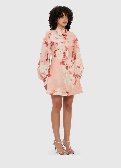 Juliana Shirt Mini Dress - Peony Print