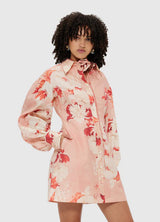 Juliana Shirt Mini Dress - Peony Print