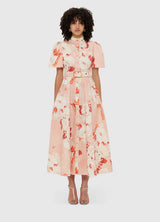 Bianca Short Sleeve Midi Dress - Peony Print