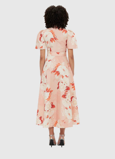 Bianca Short Sleeve Midi Dress - Peony Print