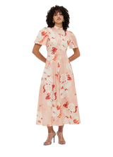 Bianca Short Sleeve Midi Dress - Peony Print