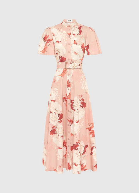 Bianca Short Sleeve Midi Dress - Peony Print