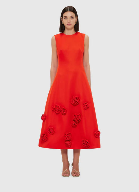 Cleo Sleeveless Midi Dress - Scarlet