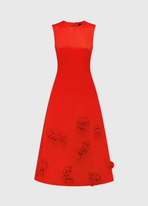 Cleo Sleeveless Midi Dress - Scarlet