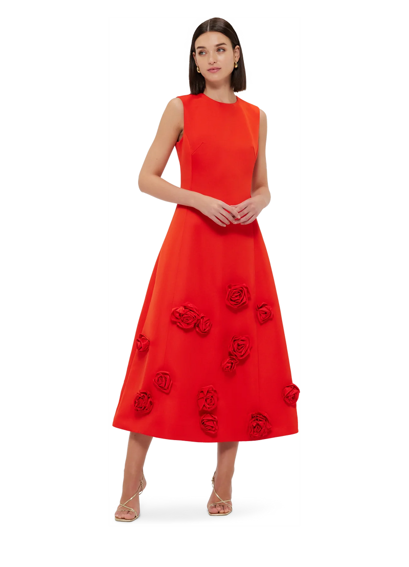 Cleo Sleeveless Midi Dress - Scarlet