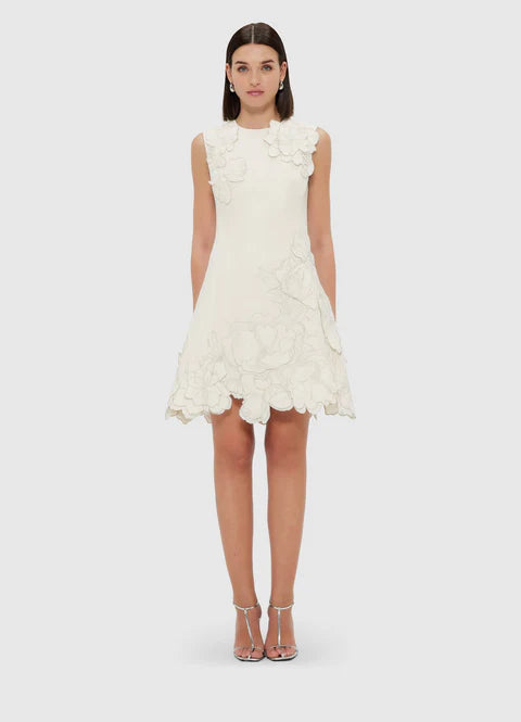 Chloe Appliqué Sleeveless Mini Dress - Vanilla