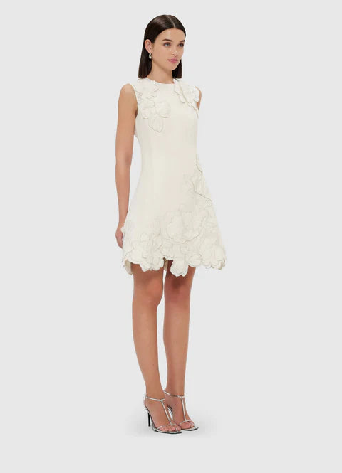 Chloe Appliqué Sleeveless Mini Dress - Vanilla