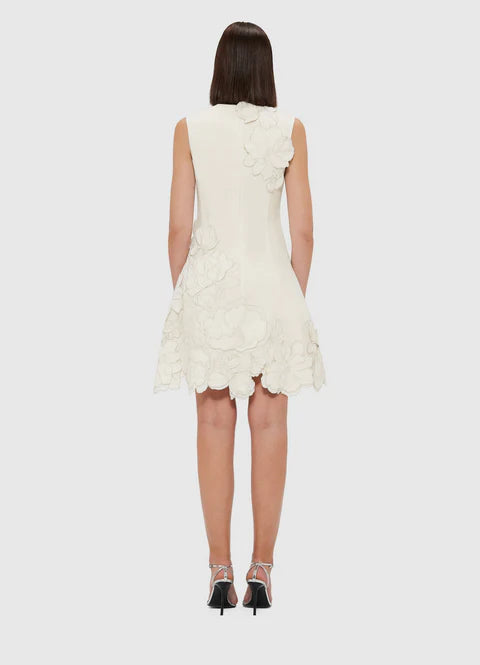 Chloe Appliqué Sleeveless Mini Dress - Vanilla