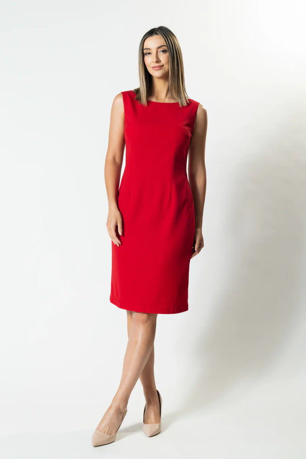Madison Boat Neck Suit Dress - Red
