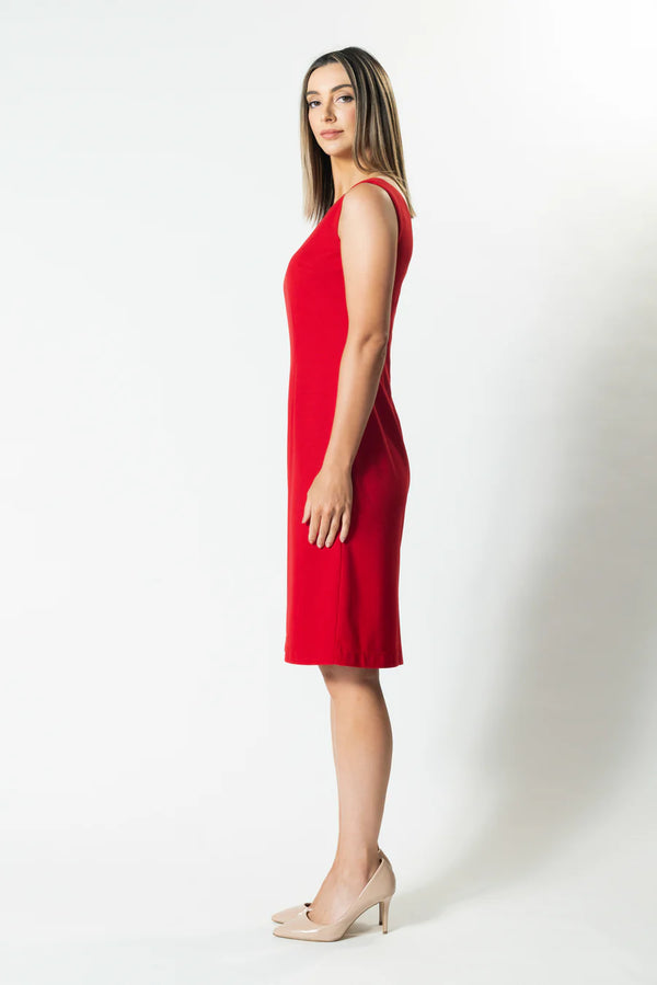 Madison Boat Neck Suit Dress - Red