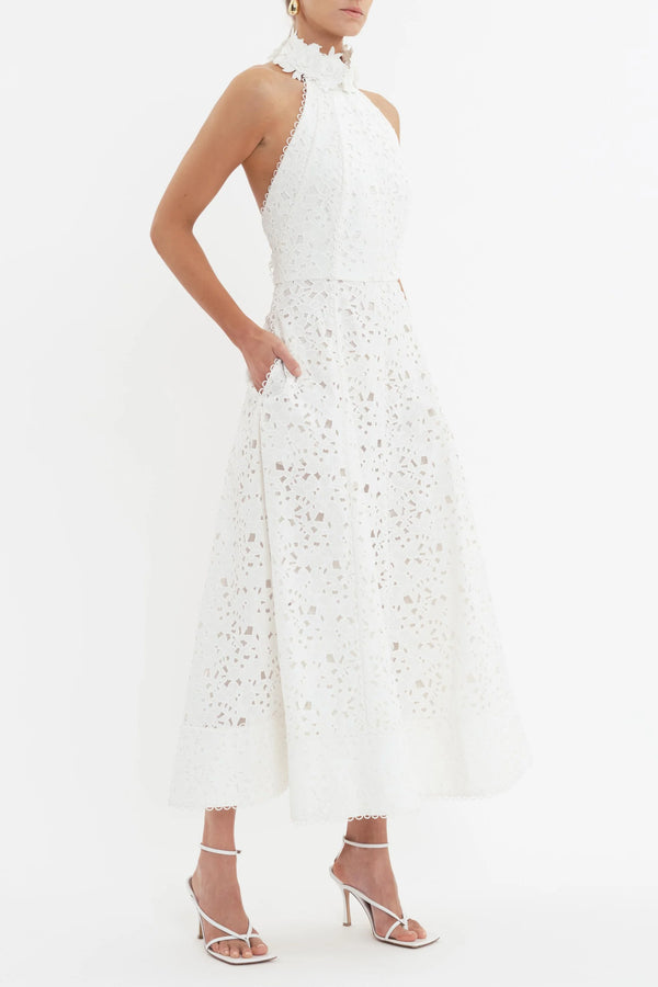 Nuvola Halter Midi Dress - Ivory