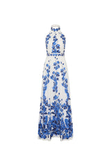 Orchid Blues Maxi Dress - Blue Orchid Vines Print