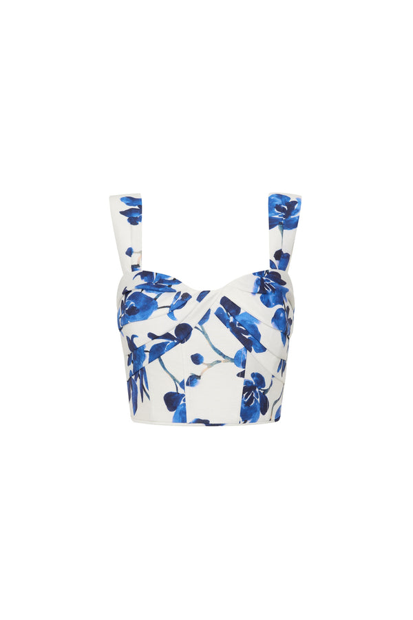 Orchid Blues Top - Blue Orchid Vines Print