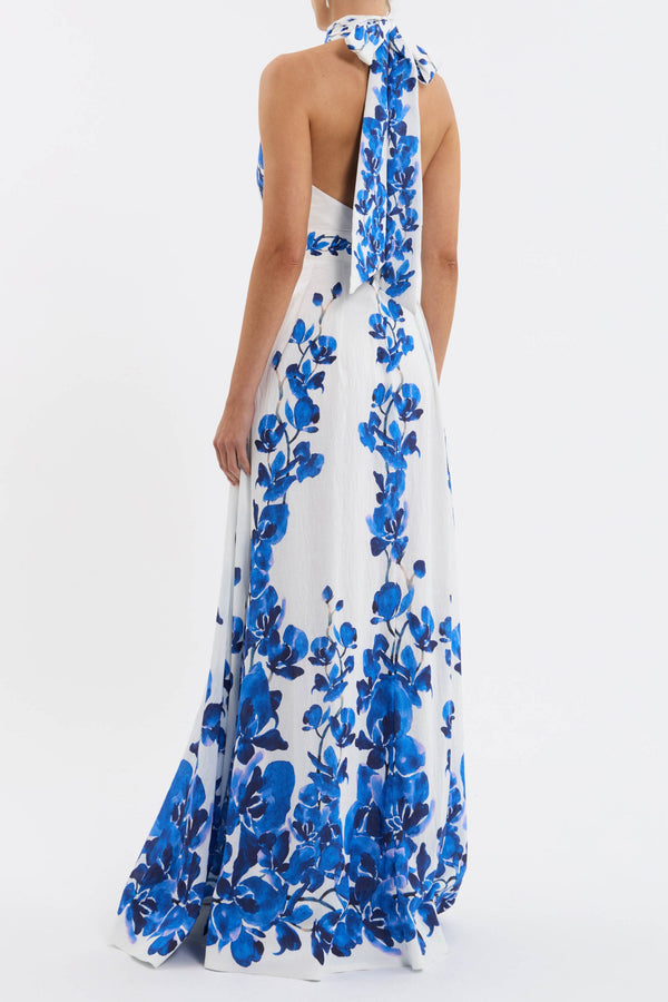 Orchid Blues Maxi Dress - Blue Orchid Vines Print