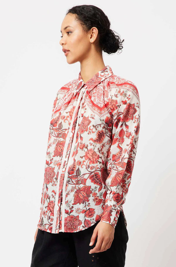 Oceane Cotton/Silk Raw Edge Trim Shirt - St Tropez Botanica