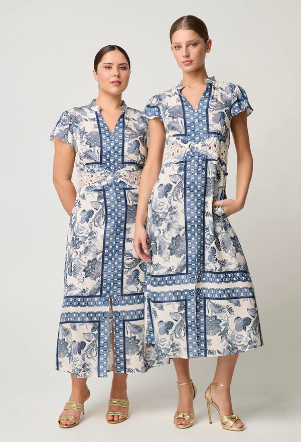 Amoya Linen Viscose Dress - Ink Flè Print