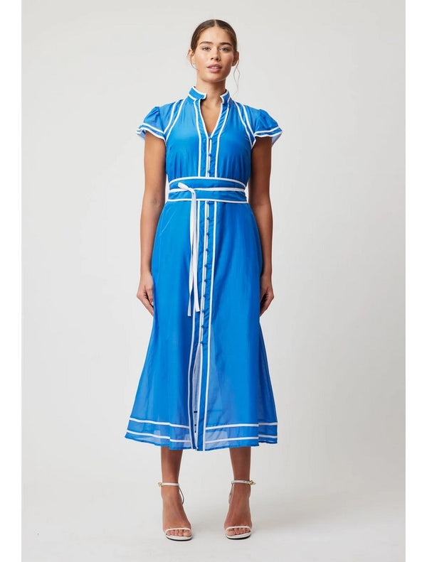Panama Cotton Silk Maxi Dress - Azure