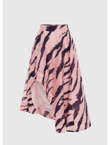 Louisa Asymmetric Midi Skirt - Tiger Print Pink