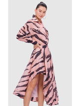 Louisa Asymmetric Midi Skirt - Tiger Print Pink