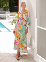 Paradise Shirt Dress - Blue-Pink-Green