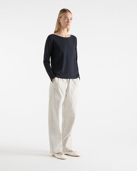 Relaxed Boat Neck - White/Navy