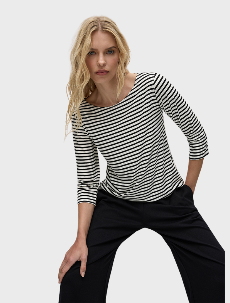 Relaxed Boat Neck - Black/Vanilla