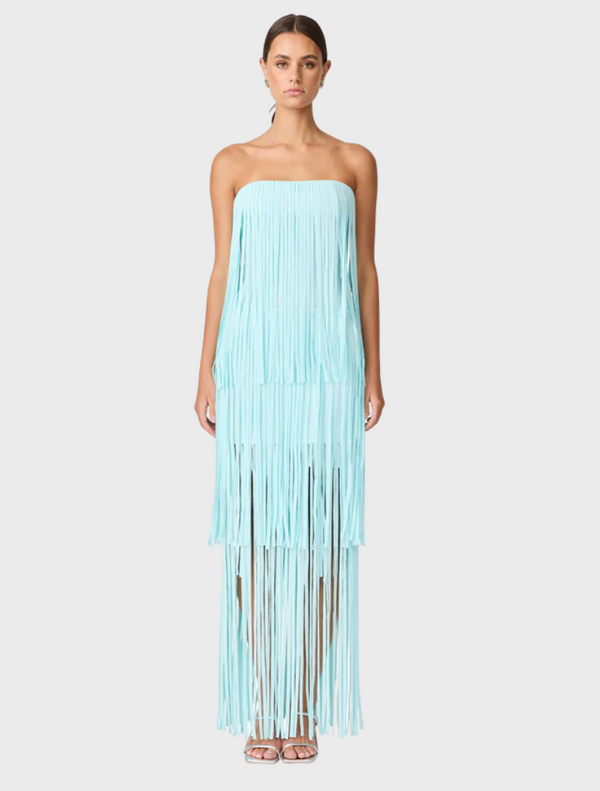 Alya Tiered Maxi  Dress - Ice Blue