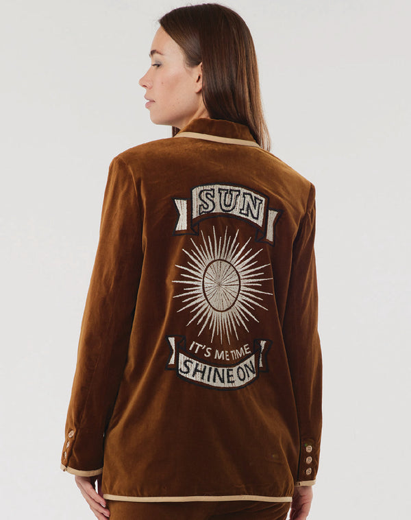 Simone Velour Blazer - Brown