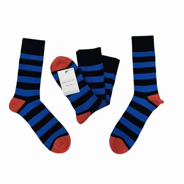 Striped Premium Blue and Black Bamboo Socks