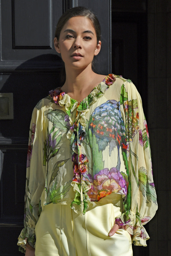 Ruffle My Love Blouse - Lemon