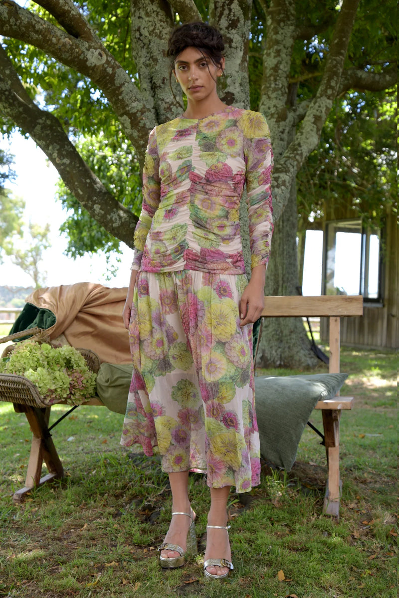 Sugar Rouche Dress - Dahlia Floral