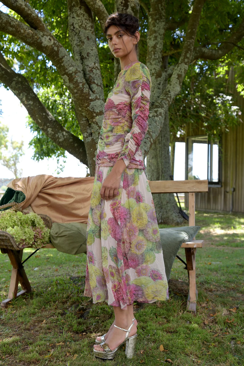 Sugar Rouche Dress - Dahlia Floral