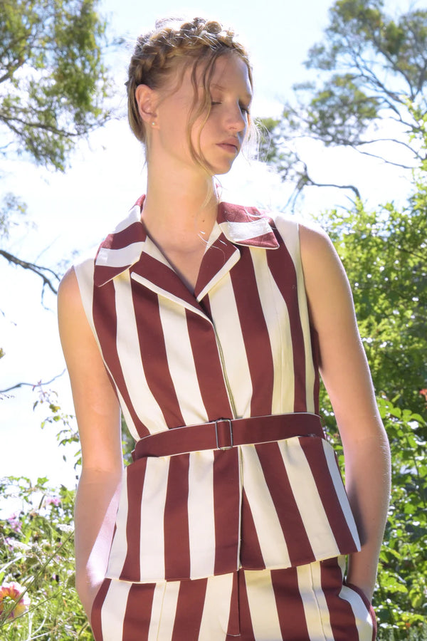 Vest Dressed Vest - Merlot Stripe