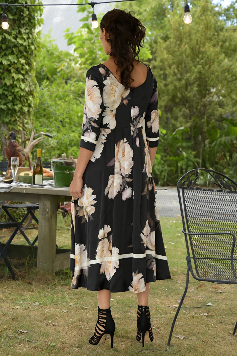 Dancing All The Way Dress - Black Floral