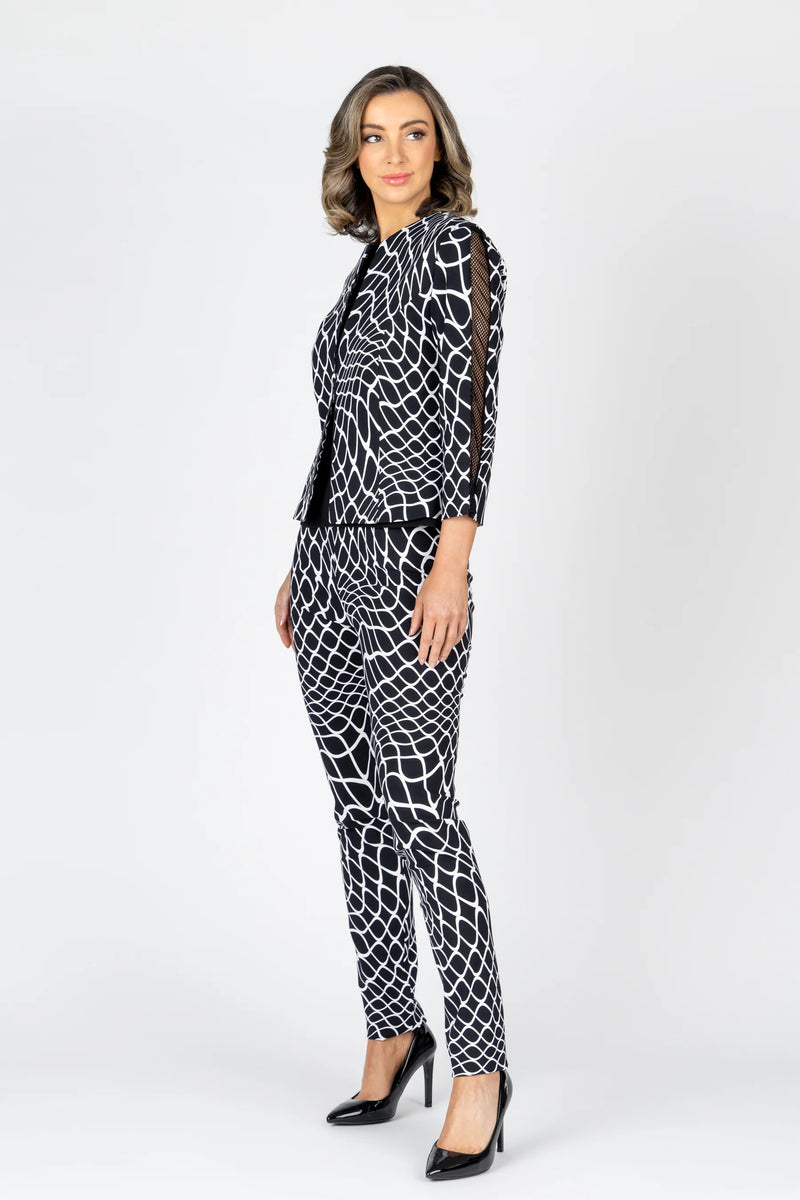 Vertigo Mesh Detail Suit Jacket - Black/White