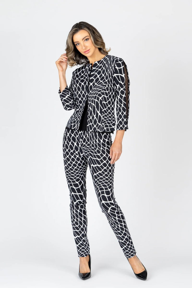 Vertigo Mesh Detail Suit Jacket - Black/White