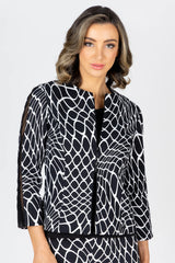 Vertigo Mesh Detail Suit Jacket - Black/White