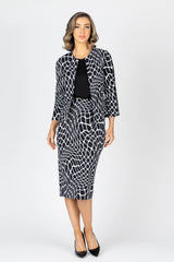 Vertigo Mesh Detail Suit Jacket - Black/White