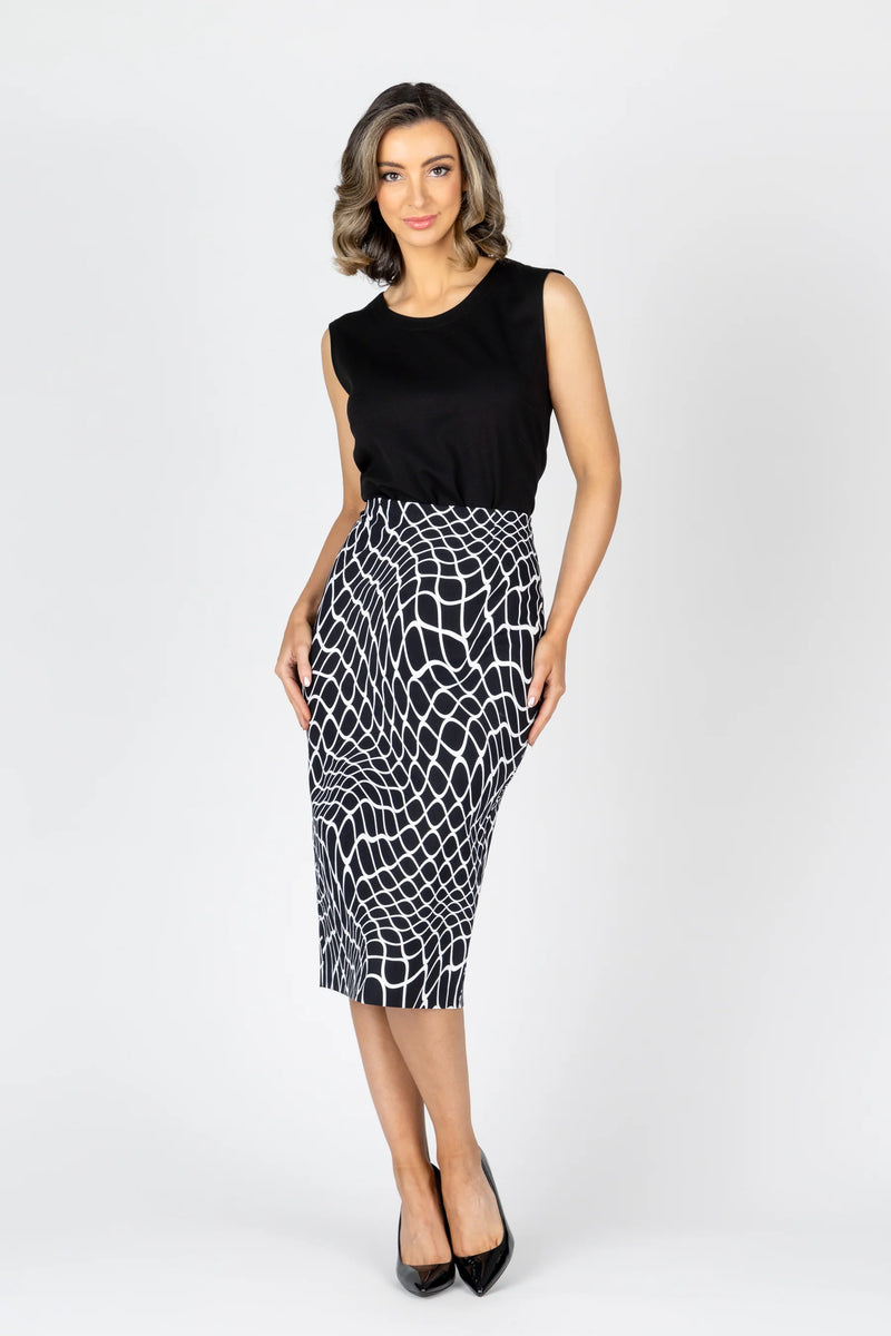 Vertigo Pencil Skirt - Black/White