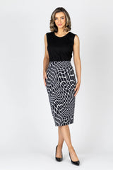 Vertigo Pencil Skirt - Black/White